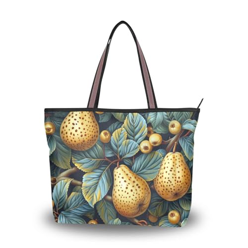 Yummy Pears Pattern Yellow Autumn silk fabric zippered womens tote bag stylish summer handbags for women Yummy Pears Pattern Yellow Autumn silk fabric zippered womens tote bag stylish summer handbags for women von EtherSpher