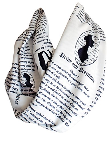 Etwoa 's Jane Austen Pride and Prejudice Book White Infinity Schal Circle Loop Scarf Large von Etwoa