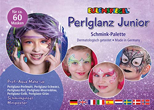 Eulenspiegel 206027 - Schmink-Palette Perlglanz Junior, für ca. 60 Masken, vegan, Schminkfarben von Eulenspiegel