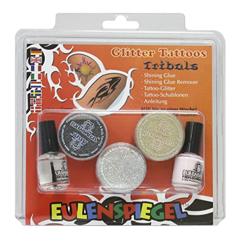 Eulenspiegel 730034 - Glitzer Tattoo Set Tribals XL, Karneval, Halloween, Mottoparty von Eulenspiegel