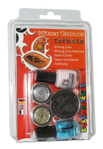 Eulenspiegel 730546 - Glitzer Tattoo Set Tribals, Glitter-Set, Karneval, Halloween, Mottoparty von Eulenspiegel