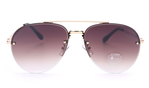 Ever Bloom Damen Piloten Sonnenbrille, Sommerbrillen für Sommer, Metall Gestell, Sonnenbrillen mit getönten Gläsern, schmal, Sonnenbrille:Piloten Braun von Ever Bloom