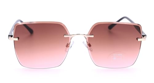 Ever Bloom Damen Rechteckige Sonnenbrille Sommerbrillen mit Metall Gestell, Sonnenbrillen mit getönten Gläsern, schmal, Sonnenbrille:Rot Braun von Ever Bloom