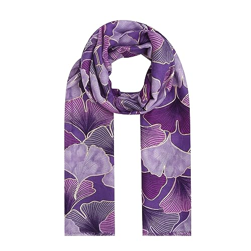 Ever Bloom Damen Schal mit Blumenmuster für Winter Herbst, elegantes Halstuch, Deckenschal Winterschal warm leicht, Blumen print Tücher, Schal farbe 2023:Lila von Ever Bloom