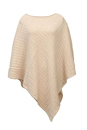 Ever Bloom Damen Strick Poncho, Capes mit Rundhals, Strickponcho Umhang Für Frauen Zopfmuster, Grobstrick Unifarben, Poncho:Altrose von Ever Bloom