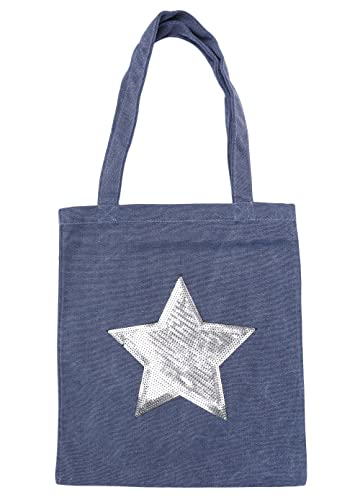 Ever Bloom Schultertasche Stofftasche Stern Shopper Tote Bag für Einkauf Schule Arbeit, Tasche Farben:Navy von Ever Bloom