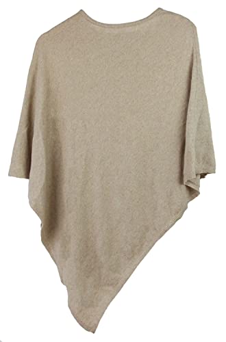 Ever Bloom Strick Poncho Damen, Rundhals, Made in Italy, Winter Herbst Strickponcho Umhang Für Frauen Feinstrick, Einfarbig, Poncho:Taup von Ever Bloom