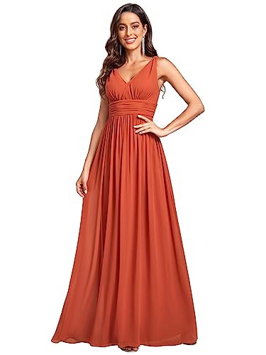 Ever-Pretty Damen A-Linie V-Ausschnitt Elegant Empire Chiffon Abendkleider Orange 48 von Ever-Pretty