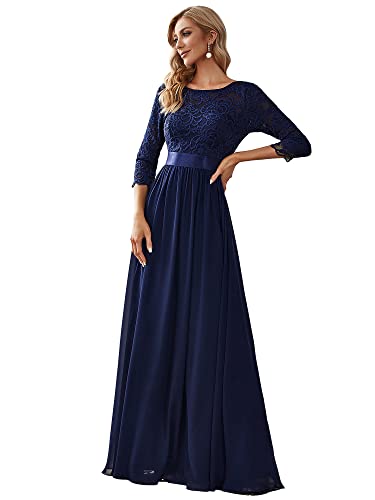 Ever-Pretty Damen Lange Empire Taille Brautjungfer Kleider Navy Blau 40 von Ever-Pretty