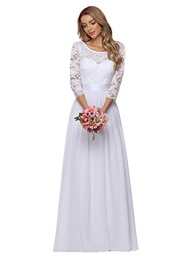 Ever-Pretty Lange Elegante Empire Taille Brautjungfer Kleider 40 Größe Weiß von Ever-Pretty