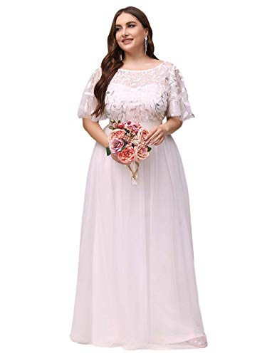 Ever-Pretty Plus Damen Elegant Empire A-Linie Bodenlang Kurze Ärmel Tüll große Größe Abendkleider Weiß 58 Ever-Pretty Plus Damen Elegant Empire A-Linie Bodenlang Kurze Ärmel Tüll große Größe Abendkleider Weiß 58 von Ever-Pretty