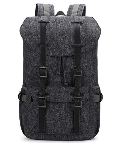 EverVanz Damen Herren Rucksack Reise Wandern Outdoorrucksack Canvas Leder Daypacks für 15 Zoll Laptop Studenten Rucksack für Schule von EverVanz