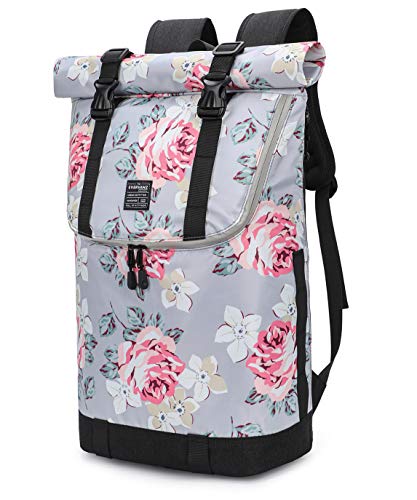 EverVanz Laptop-Rucksack, Damen & Herren Roll Top Wasserdichter Wanderrucksack, Leichter, Lässiger Rucksack, Stylische Schultasche von EverVanz