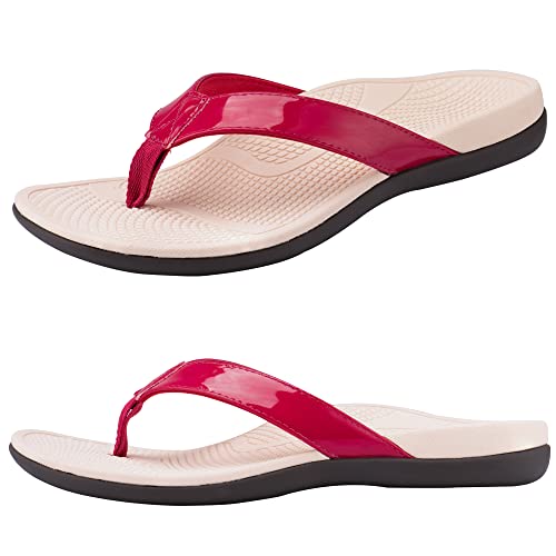 Everhealth Damen Zehentrenner Walking Flip Flops Orthopädische Sandalen mit Bogenunterstützung für Plantarfasziitis Plattfüßen Linderung von Fersenschmerzen, Stützende Strand Hausschuhe Sandale von Everhealth