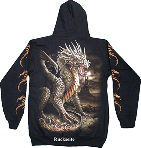 Evil Wear Herren Damen Sweatshirt Hoodie schwarz Motiv Drache Kapuzen Pullover S-XL: Größe: M von Evil Wear