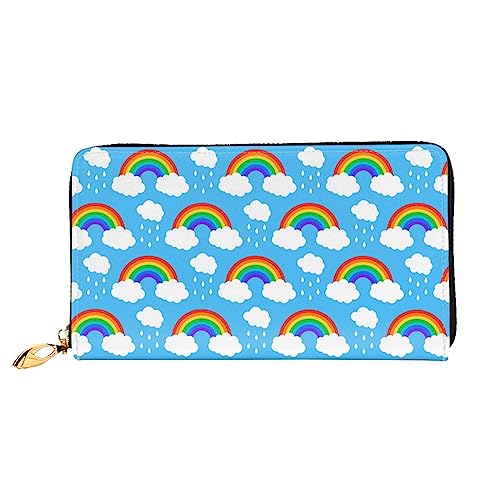 Evius Sushi Geldbörse Herren/Damen Geldbörse Personalisierte Muster Gedruckt Lange Geldbörse Niedliche Damen Geldbörse Lustige Tragbare Herren Geldtasche mit Reißverschluss Geldbörse, Rainbow Clouds von Evius