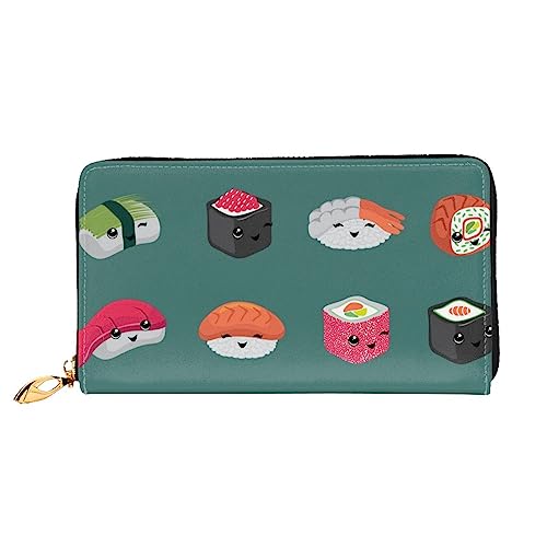 Evius Sushi Geldbörse Herren/Damen Geldbörse Personalisierte Muster Gedruckt Lange Geldbörse Niedliche Damen Geldbörse Lustige Tragbare Herren Geldtasche mit Reißverschluss Geldbörse, Sushi, von Evius