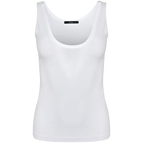 Evoni Basic Shirt weiß für Damen durchsuchtiges Sommer Tank Top aus Baumwolle XXL=44 von Evoni