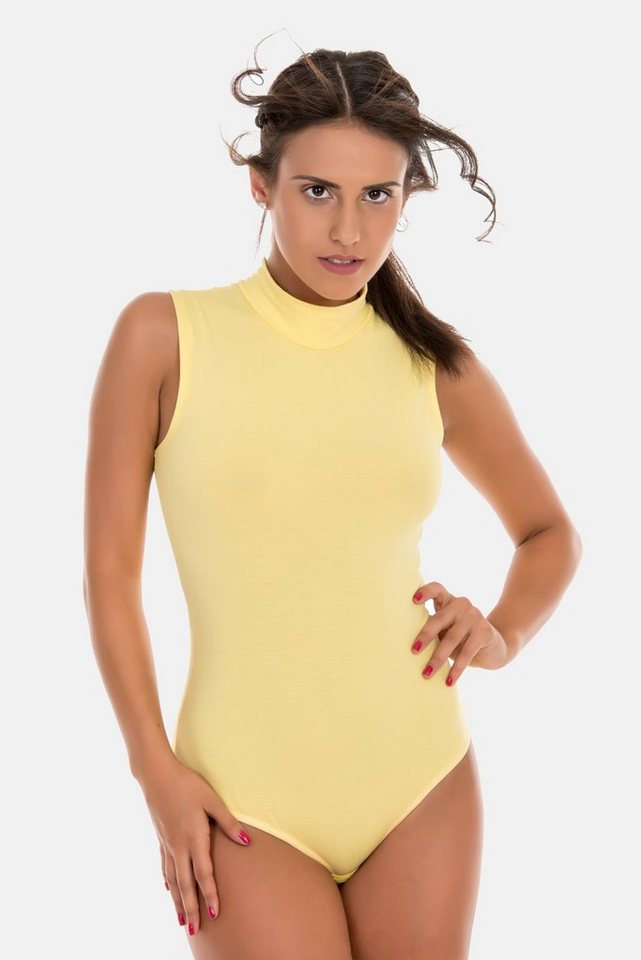 Evoni Body Damen Bodysuit ärmellos Baumwolle Halbkragen von Evoni