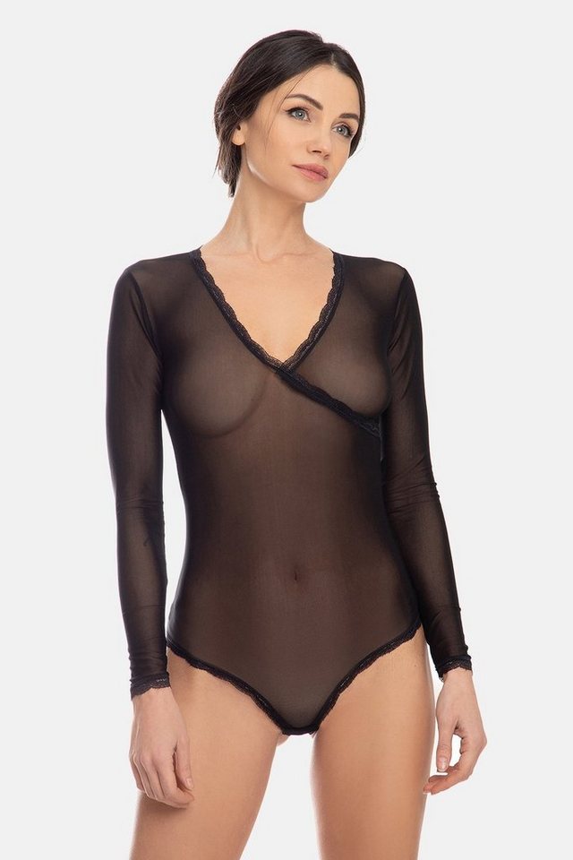 Evoni Body Damen Langarmbody Tüllbody von Evoni