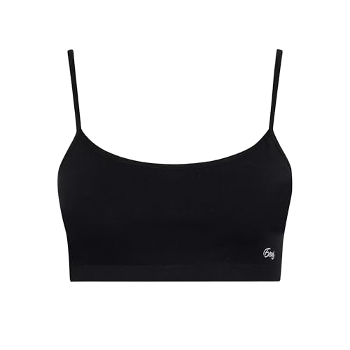 Evoni Damen BH ohne Bügel l Bralette-BH aus Baumwolle l bequemer, weicher, doppellagiger Soft Cup-BH schwarz S von Evoni