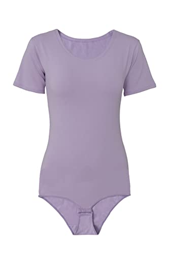 Evoni Damenbody mit kurzen Ärmeln und Rundhals I Damen T-Shirt I Bodysuit Women I Unterzieh-Body I Kurzarm-Body mit optimaler Passform Lilac XS von Evoni