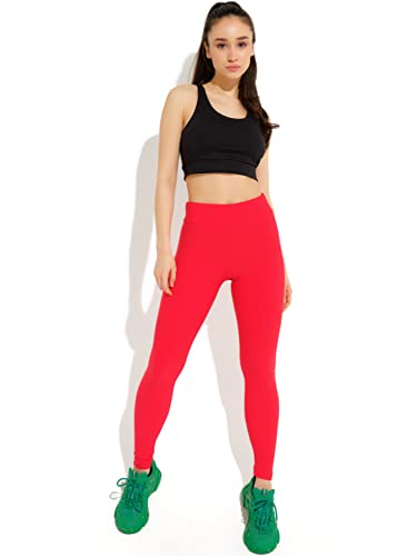 Evoni Damen High Waist Läggings Rot M von Evoni