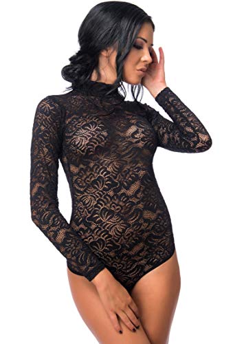 Evoni Damen String Body aus Spitze schwarz XXL von Evoni