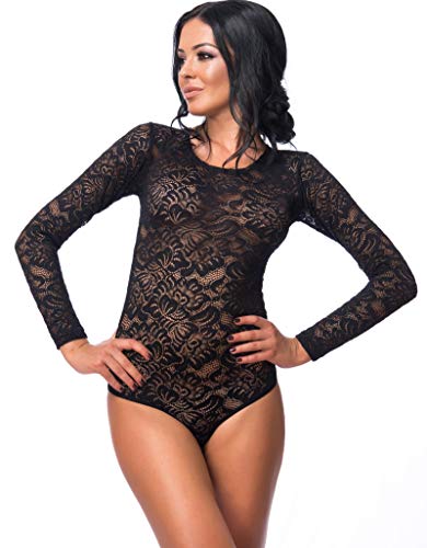 Evoni Damen String Body transparent aus Spitze schwarz L von Evoni