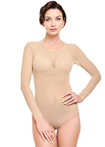 Evoni Damen Body transparent XXL beige von Evoni