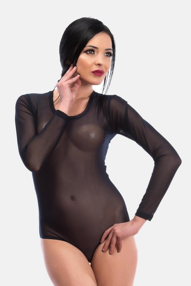 Evoni Stringbody Damen Langarmbody Tüll von Evoni