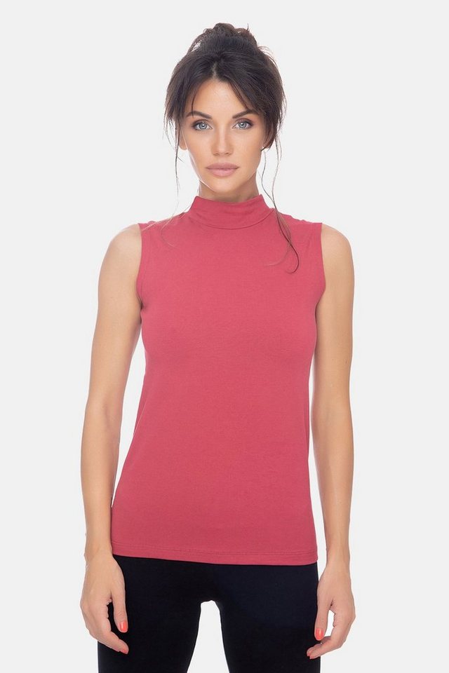 Evoni T-Shirt Basic Shirt ärmellos Halbkragen Tank-Top von Evoni