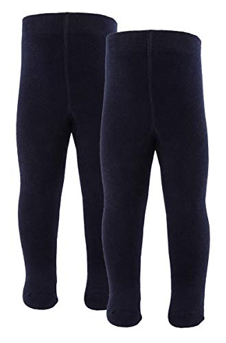 Ewers Baby- und Kinderstrumpfhose für Mädchen und Jungen 2er Pack, Made in Europe, Strumpfhose 98% Baumwolle Uni Basic Doppelpack,Marine,50-56 von EWERS