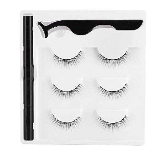 Magnetischer Eyeliner und Wimpern-Kit, Magnetischer Eyeliner für magnetische Wimpern, 3 Paar wiederverwendbare Wimpern mit Pinzette von Exblue