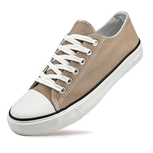 Exceligen Canvas-Schuhe für Damen und Herren, niedrig, modisch, Sneaker, lässig, Tennisschuhe, klassische Wanderschuhe, Helles Braun, 10 Women/8.5 Men von Exceligen