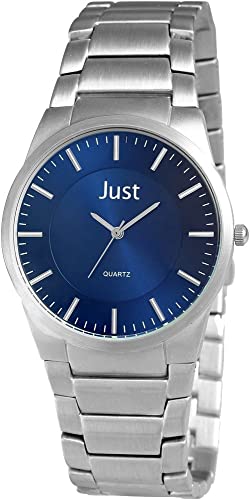 Design Herren Armband Uhr Blau Silber Analog Edelstahl Quarz Klassisch 9JU20137002 von Excellanc