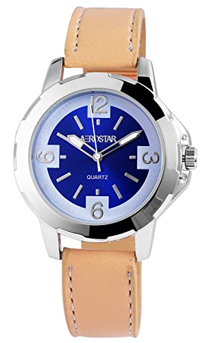 Excellanc Aerostar Modische Herren Armband Uhr Blau Braun Kunst Leder Analog Quarz 9211023500010 von Excellanc