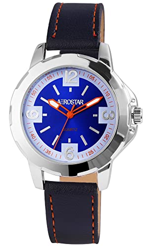 Excellanc Aerostar Modische Herren Armband Uhr Blau Schwarz Kunst Leder Analog Quarz Mode 9211023600010 von Excellanc