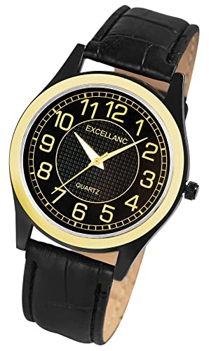 Excellanc Klassische Basic Herren Armband Uhr Blau Analog Kunst Leder Quarz Männer 92900228003 von Excellanc