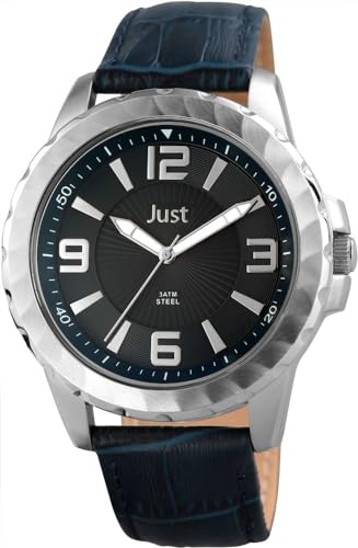 Excellanc Modische Herren Armband Uhr Blau Schwarz Analog Echt Leder 3ATM Quarz 9JU20145002 von Excellanc