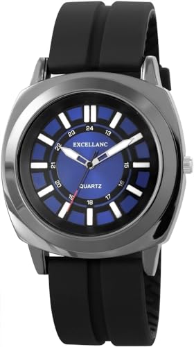 Excellanc Modische Herren Armband Uhr Blau Schwarz Silikon Analog Sport Quarz 9225773000007 von Excellanc