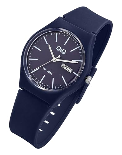 Q&Q by Citizen Herren Armband Uhr Blau Analog Datum & Tag Kunststoff Silikon Quarz 10ATM Mode Männer 9A212J012Y von Excellanc