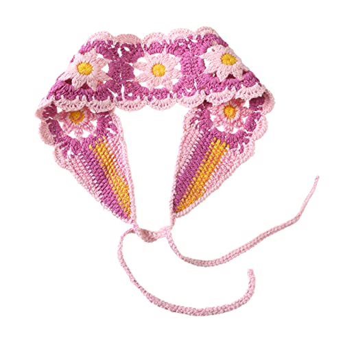 Gestricktes Bandana-Stirnband, florales Häkeln, für den Kopf, breites Haar, schönes Kopftuch, bunt, Raffhalter für Kopf, K-Strick-Stirnband für Mädchen von Exingk