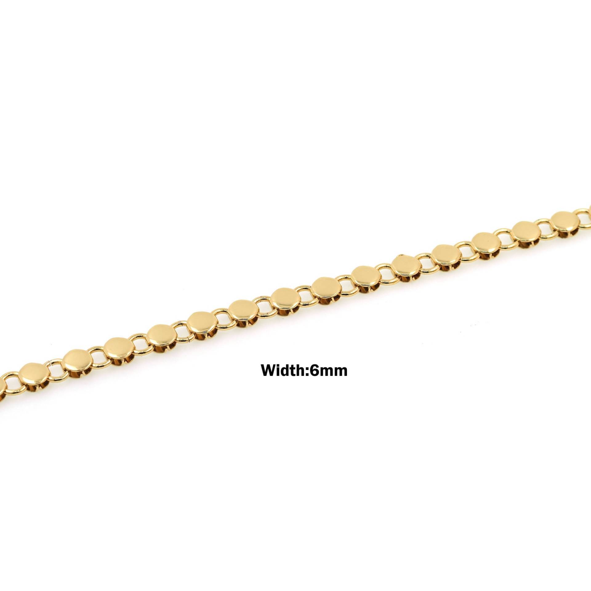 Runde Flache Kette, Pailletten Scheibenkette, 18K Gold Filled Halbfertige Verschweißte Diy Fußkettchen Armband Zubehör, 6mm von ExquisitelyJewelry