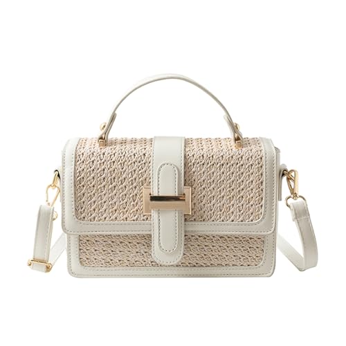 Extolove Trendige Stroh-Geldbörsen für den Sommer, aus gewebtem Stroh, Crossbody-Tasche für Damen, Urlaub, Beige von Extolove