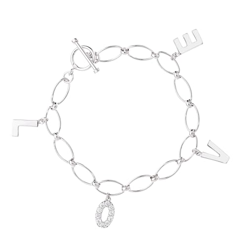 Eye Candy 925 Sterling Silber rhodiniert Buchstabenanhänger Damen-Armband 18,5cm 2VNAECJBR0038 von Eye Candy