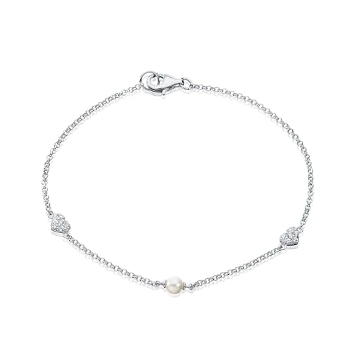 Eye Candy 925 Sterling Silber rhodiniert Herzanhänger und Zuchtperle Damen-Armband 18,5cm 2VNAECJBR0108 von Eye Candy