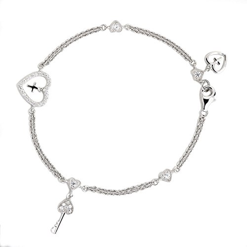 Eye Candy 925 Sterling Silber rhodiniert Schlüsselanhänger Damen-Armband 18,5cm 2VNAECJBR0037 von Eye Candy