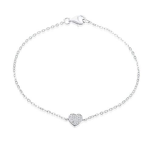 Eye Candy Damen-Armband 925 Sterling Silber rhodiniert Herz mit 18 Zirkonia Steinen 18,5cm ECJ-BR0112 von Eye Candy