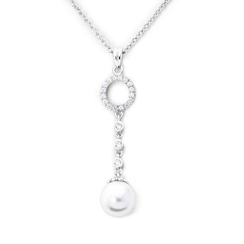 Eye Candy Damen-Collier aus 925 Sterling Silber mit Perlenanhänger rhodiniert Länge 45cm AVECJNL0031 von Eye Candy